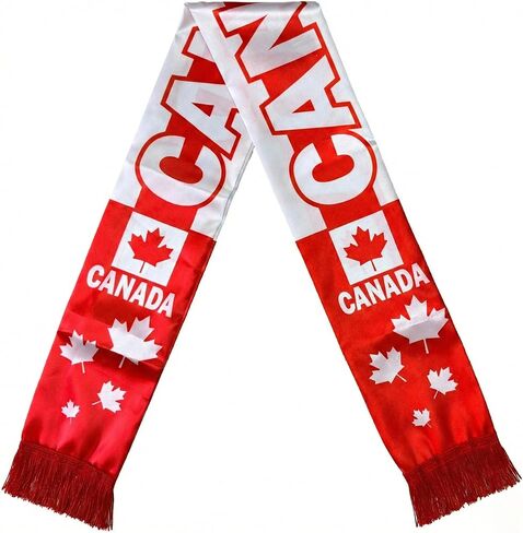 Canada Flag Scarf Canada Soccer Fans Scarf Canada Soccer Supporter Accessory Canada Fan Gear for 2026 World Football Championship Soccer Fans Souvenir in Kuwait