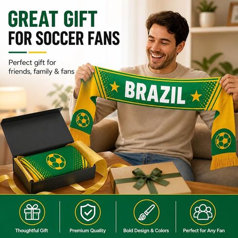 وشاح مشجعي البرازيل وشاح مشجعي كرة القدم بطابع البرازيل، بوليستر خفيف الوزن، ملحق للملعب والحفلات in Kuwait