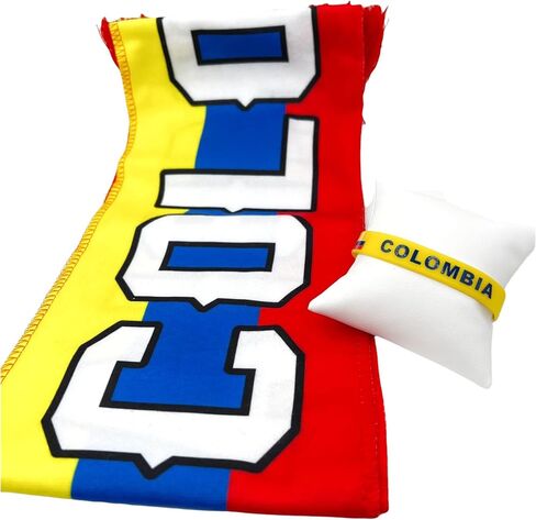 Colombia Fans 2 Piece Kit World Futbol Championship Scarf and Printed Rubber Bracelet in Kuwait