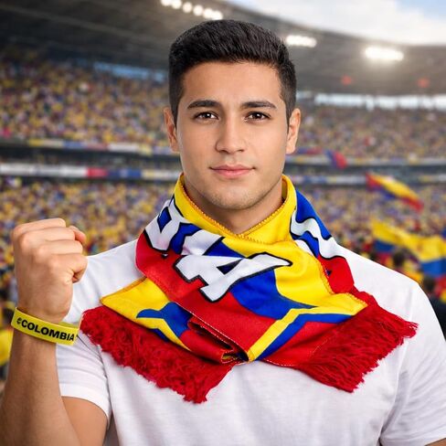 Colombia Fans 2 Piece Kit World Futbol Championship Scarf and Printed Rubber Bracelet in Kuwait