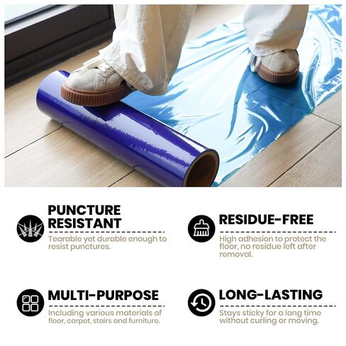 ADHES Floor Protection Film 24" x 200’ Self Adhesive Floor Protector for Moving and Construction, Protection of Hardwood, Tile, Other Hard Surfaces in Kuwait