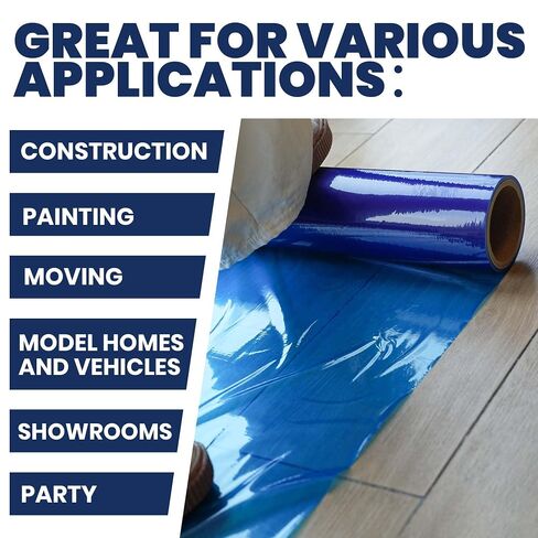 ADHES Floor Protection Film 24" x 200’ Self Adhesive Floor Protector for Moving and Construction, Protection of Hardwood, Tile, Other Hard Surfaces in Kuwait