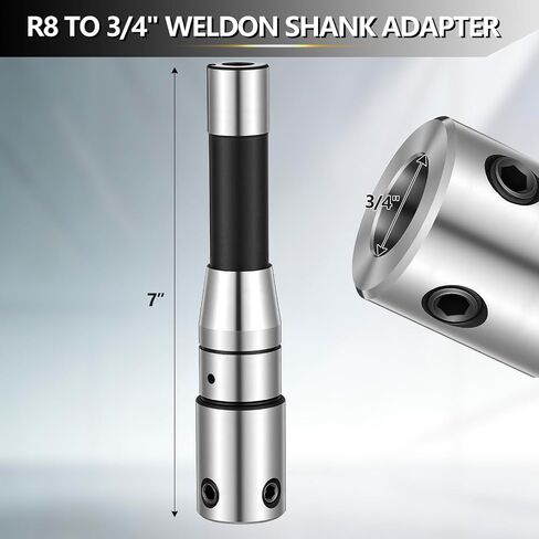 Annular Cutter Arbor Adapter, R8 to 3/4" Weldon Shank Compatible with Bridgeport Milling Machine, Hardened Steel, High Precision CNC Machined, 7/16"-20 Drawbar Compatible(Standard) in Kuwait