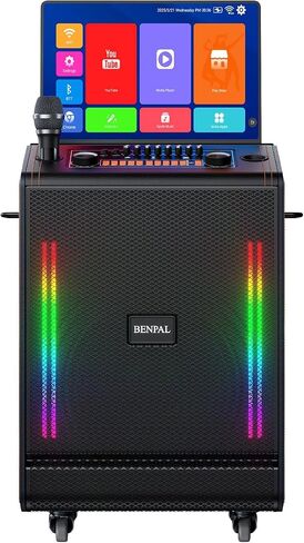 Smart Karaoke Machine with 17.3 Inch Touch Screen & Lyrics Display, Up to 1200W Powerful Speaker, Super Deep Bass Sound for Home Party, Outdoor - Perfect for Adults, Kids, Singers & Music Lovers in Saudi Arabia