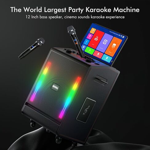 Smart Karaoke Machine with 17.3 Inch Touch Screen & Lyrics Display, Up to 1200W Powerful Speaker, Super Deep Bass Sound for Home Party, Outdoor - Perfect for Adults, Kids, Singers & Music Lovers in Saudi Arabia