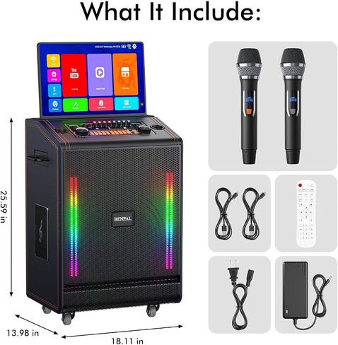 Smart Karaoke Machine with 17.3 Inch Touch Screen & Lyrics Display, Up to 1200W Powerful Speaker, Super Deep Bass Sound for Home Party, Outdoor - Perfect for Adults, Kids, Singers & Music Lovers in Saudi Arabia