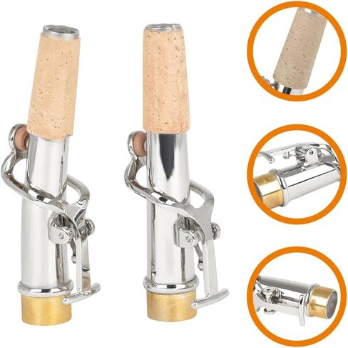 Kisangel 2pcs Soprano Saxophone Necks Replacement Set, Copper Material with Cork, Smooth Surface to Intonation, Suitable for Music Students and Teachers in Saudi Arabia