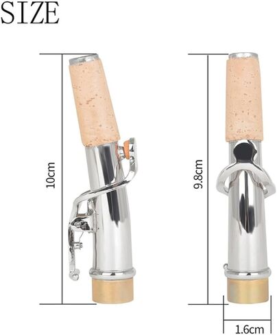 Yardwe 2pcs Soprano Saxophone Metal Replacement Necks Set, Copper and Cork Material, Burr-free Design to Intonation, Silver Saxophone Accessories for Music Students and Teachers in Saudi Arabia