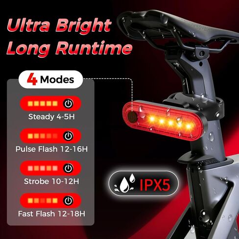 USB-C Rechargeable Bike Tail Light 2 Pack, 120LM Super Bright LED Bicycle Rear Light 4 Light Modes, IPX5 Waterproof Cycling Safety Flashlight for Men Women Night Riding Road Mountain in Saudi Arabia