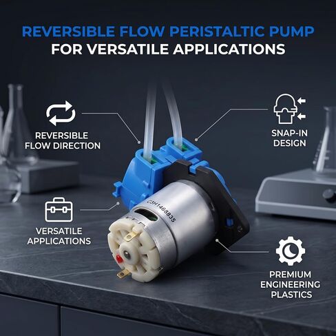 Peristaltic Pump 5W 60ml per Minute, 24V DC Brush Motor, Compact Lightweight for Liquid Transfer Sampling Watering in Saudi Arabia