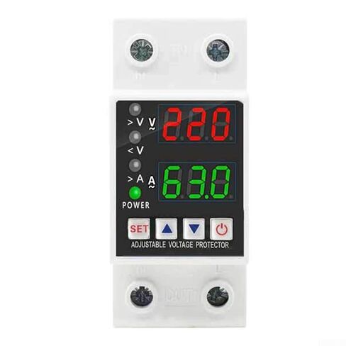 Adjustable Over Under Voltage Protector 220V, 63A Din Rail Breaker with Auto for reset, High Fire-Resistant PC Case & Home in Saudi Arabia