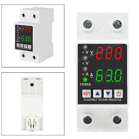 Adjustable Over Under Voltage Protector 220V, 63A Din Rail Breaker with Auto for reset, High Fire-Resistant PC Case & Home in Saudi Arabia