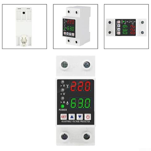 Adjustable Over Under Voltage Protector 220V, 63A Din Rail Breaker with Auto for reset, High Fire-Resistant PC Case & Home in Saudi Arabia