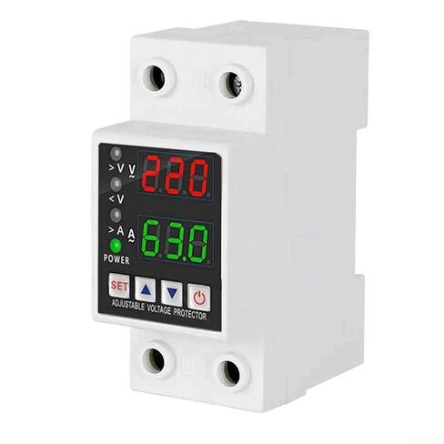 Adjustable Over Under Voltage Protector 220V, 63A Din Rail Breaker with Auto for reset, High Fire-Resistant PC Case & Home in Saudi Arabia