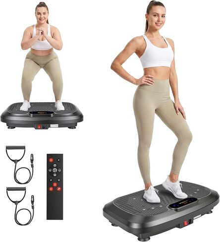 POWERFUEL Large Vibration Plate Exercise Machine for Lymphatic Drainage, 500LBS Capacity, 200 Speeds, LED Display, Bluetooth Audio, Shake Plate with Loop Bands, Workout Equipment for Home Woman Man in Saudi Arabia