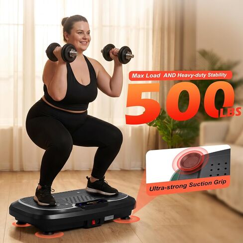 POWERFUEL Large Vibration Plate Exercise Machine for Lymphatic Drainage, 500LBS Capacity, 200 Speeds, LED Display, Bluetooth Audio, Shake Plate with Loop Bands, Workout Equipment for Home Woman Man in Saudi Arabia