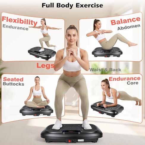 POWERFUEL Large Vibration Plate Exercise Machine for Lymphatic Drainage, 500LBS Capacity, 200 Speeds, LED Display, Bluetooth Audio, Shake Plate with Loop Bands, Workout Equipment for Home Woman Man in Saudi Arabia