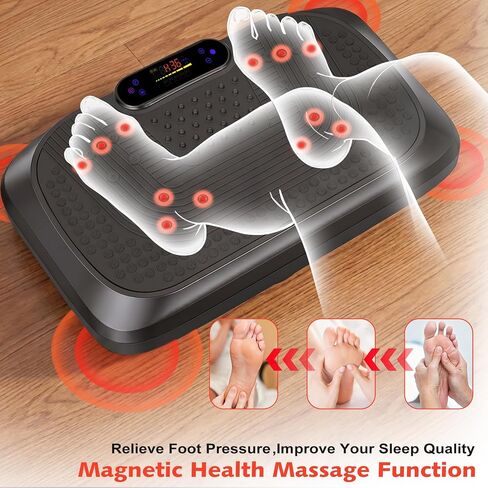 POWERFUEL Large Vibration Plate Exercise Machine for Lymphatic Drainage, 500LBS Capacity, 200 Speeds, LED Display, Bluetooth Audio, Shake Plate with Loop Bands, Workout Equipment for Home Woman Man in Saudi Arabia