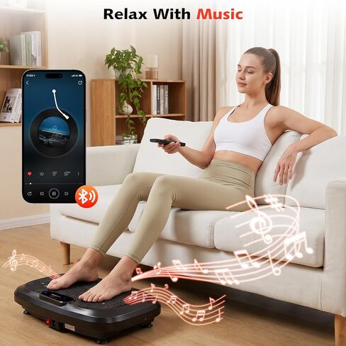 POWERFUEL Large Vibration Plate Exercise Machine for Lymphatic Drainage, 500LBS Capacity, 200 Speeds, LED Display, Bluetooth Audio, Shake Plate with Loop Bands, Workout Equipment for Home Woman Man in Saudi Arabia