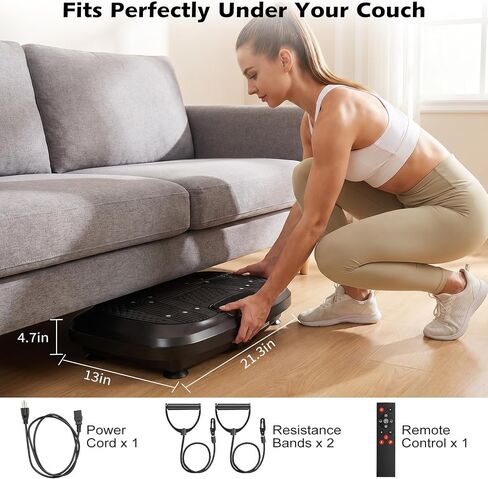 POWERFUEL Large Vibration Plate Exercise Machine for Lymphatic Drainage, 500LBS Capacity, 200 Speeds, LED Display, Bluetooth Audio, Shake Plate with Loop Bands, Workout Equipment for Home Woman Man in Saudi Arabia