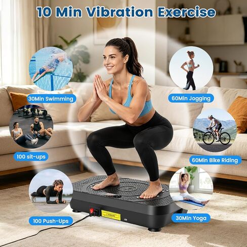 POWERFUEL Large Vibration Plate Exercise Machine for Lymphatic Drainage, 500LBS Capacity Shake Plate, 200 Speeds, LED Display, Bluetooth Audio, Resistance Bands for Whole Body Fitness, Pain Relief in Saudi Arabia