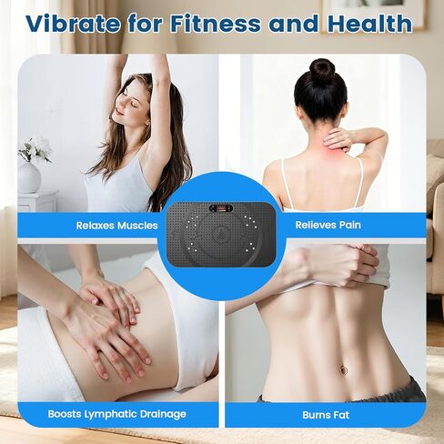 POWERFUEL Large Vibration Plate Exercise Machine for Lymphatic Drainage, 500LBS Capacity Shake Plate, 200 Speeds, LED Display, Bluetooth Audio, Resistance Bands for Whole Body Fitness, Pain Relief in Saudi Arabia