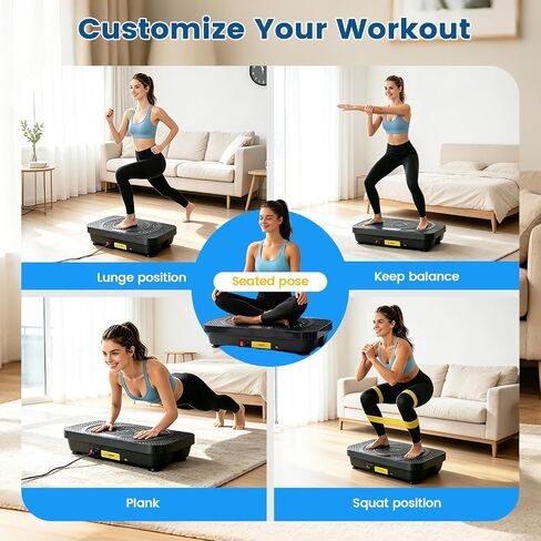POWERFUEL Large Vibration Plate Exercise Machine for Lymphatic Drainage, 500LBS Capacity Shake Plate, 200 Speeds, LED Display, Bluetooth Audio, Resistance Bands for Whole Body Fitness, Pain Relief in Saudi Arabia