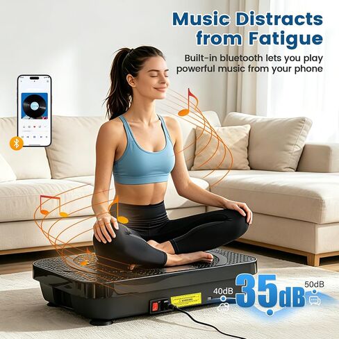 POWERFUEL Large Vibration Plate Exercise Machine for Lymphatic Drainage, 500LBS Capacity Shake Plate, 200 Speeds, LED Display, Bluetooth Audio, Resistance Bands for Whole Body Fitness, Pain Relief in Saudi Arabia
