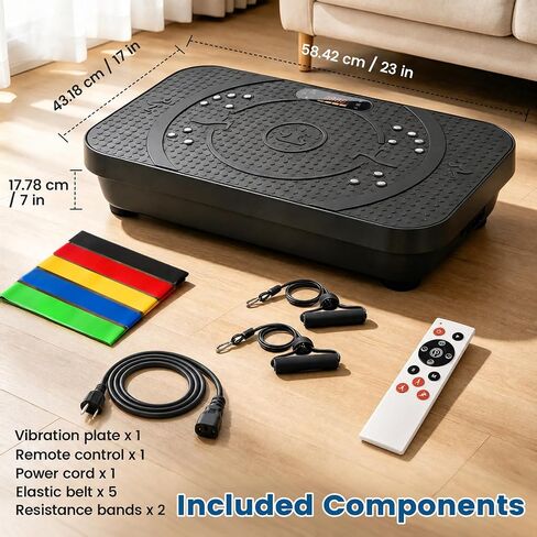 POWERFUEL Large Vibration Plate Exercise Machine for Lymphatic Drainage, 500LBS Capacity Shake Plate, 200 Speeds, LED Display, Bluetooth Audio, Resistance Bands for Whole Body Fitness, Pain Relief in Saudi Arabia