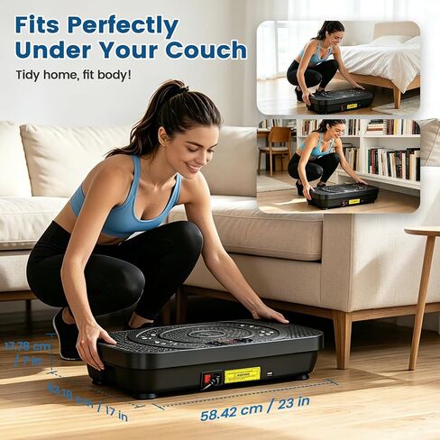 POWERFUEL Large Vibration Plate Exercise Machine for Lymphatic Drainage, 500LBS Capacity Shake Plate, 200 Speeds, LED Display, Bluetooth Audio, Resistance Bands for Whole Body Fitness, Pain Relief in Saudi Arabia