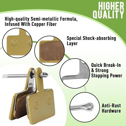 4-Pairs Pack Semi-Metallic E-Bike Brake Pads-Compatible with Ridstar Q20 MINI/H20/Q20 Lite & OUXI V8 Electric Bikes, Front/Rear Disc Brake Pads Kit for Smooth, Low-Noise Braking and Easy Installation in Kuwait