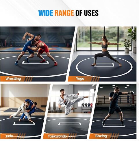 10' x 10' / 10' x 6.5' Martial Arts Mat, Foldable Wrestling & Grappling Mat with Thick XPE Foam, Non-Slip Home Gym Training Mat for BJJ, MMA, Judo & Fitness in Kuwait