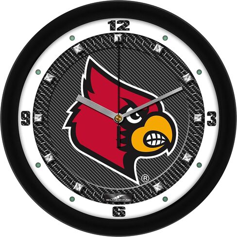 ساعة حائط SunTime Louisville Cardinals، لوحة فنية مطبوعة من ألياف الكربون، حركة كوارتز صامتة غير موقوتة، 11.5 بوصة in Kuwait
