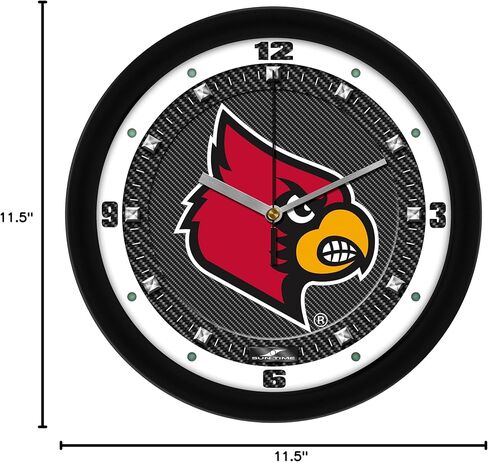 ساعة حائط SunTime Louisville Cardinals، لوحة فنية مطبوعة من ألياف الكربون، حركة كوارتز صامتة غير موقوتة، 11.5 بوصة in Kuwait