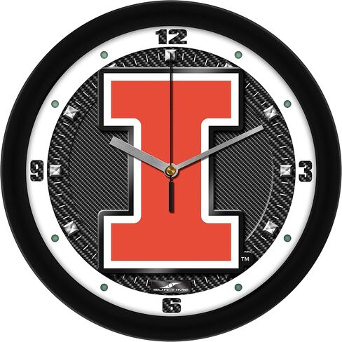 SunTime Illinois Illini Wall Clock, Printed Carbon Fiber Team Art, Silent Non-Ticking Quartz Movement, 11.5" in Kuwait