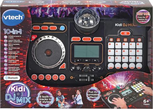 VTech Kidi DJ Mix (Black), Toy DJ Mixer for Kids with 15 Tracks and 4 Music Styles, with Lights and Effects, Educational Toy, Interactive Toy for Kids Aged 6 Years +,10.4 x 35.8 x 24.3 cm in Kuwait
