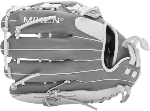 Miken Player Series+ Infield | Outfield | Utility Slow Pitch Softball Glove | 13" - 15" Size | Grey | White | H-Web | Right Hand Thrower | Left Hand Thrower in Kuwait