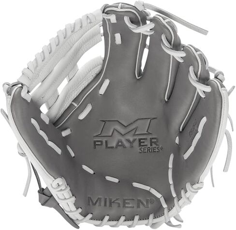 Miken Player Series+ Infield | Outfield | Utility Slow Pitch Softball Glove | 13" - 15" Size | Grey | White | H-Web | Right Hand Thrower | Left Hand Thrower in Kuwait