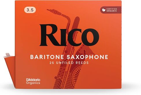 Rico Organic Baritone Saxophone Reeds, Strength 3.5, Pack of 25 in Kuwait