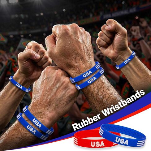 G128 USA Soccer Fan Kit 6 PCS, Game Day Supporter Set with Wearable Flag, Bracelets, Clapper, Squishy Ball, Drawstring Bag & Face Paint, Soccer Fan Gear, Watch Party Accessories & Party Supplies in Kuwait