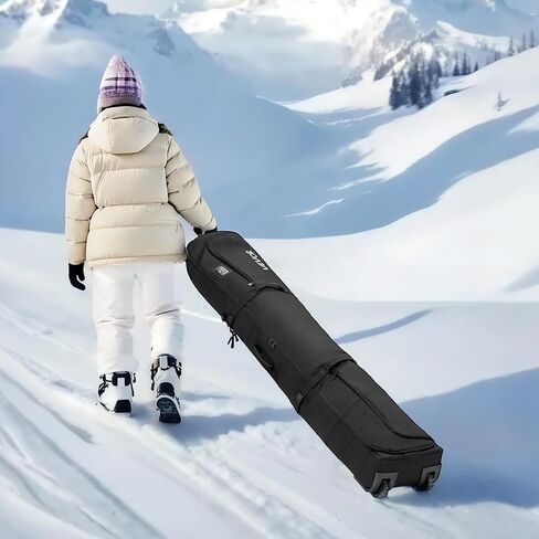 VEVOR Ski Roller Bag, Padded Snowboard Bag with Wheels for Air Travel, 600D Waterproof Oxford Fabric, with Adjustable Straps, for Skis Poles Goggles Gloves Helmet Boots in Kuwait