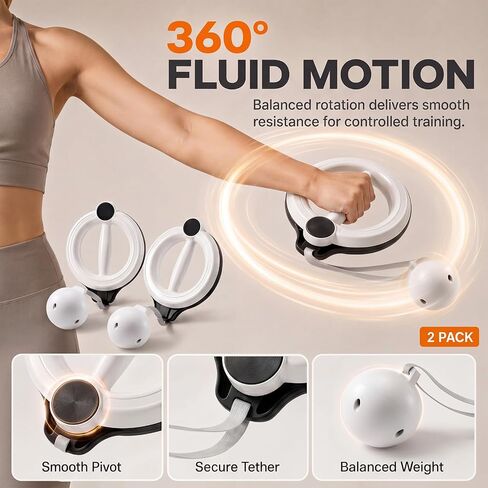 2 Pack Arm Exerciser Hoop 360° Rotating Forearm Trainer, Portable Flabby Arm Shoulder Workout Equipment for Home Office Men Women Upper Body Fitness in Kuwait