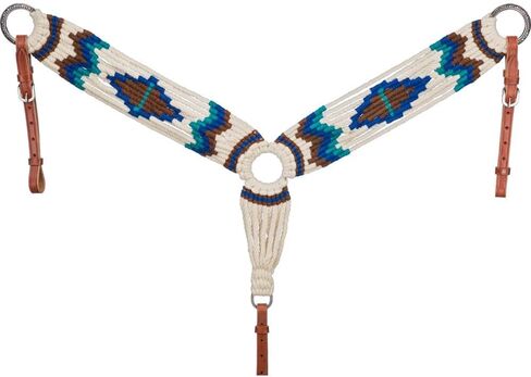 Tough1 Wool String Breastcollar - Cream/Brown/Royal/Turquoise in Kuwait