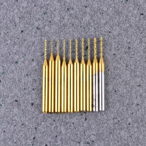 10pcs Titanium Coated Drill Bits CNC End Mill Tool with High Wear Resistance and Long Tool Life Tungsten Steel Engraving Cutter for Copper and Stainless Steel Processing in Kuwait