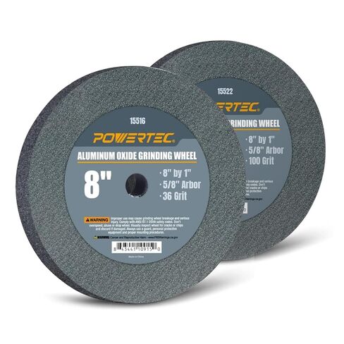 عجلة طاحونة مقاعد POWERTEC مقاس 8 بوصات 36 و100 حبيبة، عجلة طحن من أكسيد الألومنيوم لمطحنة المقعد والقاعدة، 1 بوصة سميكة 5/8 بوصة، رؤوس مثقاب للشحذ والتشكيل، شفرة، إزميل، 2PK (15532) in Kuwait