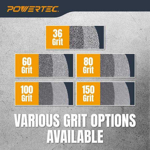 عجلة طاحونة مقاعد POWERTEC مقاس 8 بوصات 36 و100 حبيبة، عجلة طحن من أكسيد الألومنيوم لمطحنة المقعد والقاعدة، 1 بوصة سميكة 5/8 بوصة، رؤوس مثقاب للشحذ والتشكيل، شفرة، إزميل، 2PK (15532) in Kuwait