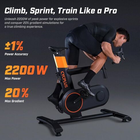 CYCPLUS T7 Resistance Trainer Smart Bike, Space-Saving, 2200W Brushless Motor, 20% Gradient Simulator, BLE & ANT+ Dual Mode, Virtual Shifting, Uphill/Downhill Simulation for Realistic Indoor Cycling in Kuwait