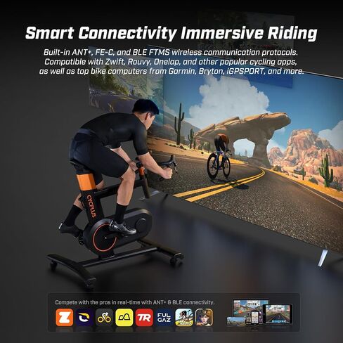 CYCPLUS T7 Resistance Trainer Smart Bike, Space-Saving, 2200W Brushless Motor, 20% Gradient Simulator, BLE & ANT+ Dual Mode, Virtual Shifting, Uphill/Downhill Simulation for Realistic Indoor Cycling in Kuwait