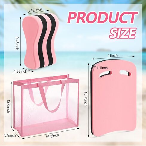Foilswirl 3 Pcs Swimming Kickboard Pull Buoy Set Paddles Kickboard Leg Float Large Mesh Beach Bag Adult Swim Training Set Aquatic Exercise Equipment Accessories for Hand Leg Beginners Aerobics Fitness in Kuwait