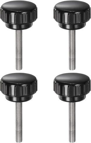 4pcs Knurled Clamping Knobs M5 x 30mm Metric 304 Stainless Steel Male Thread Thumb Screw on Type 25mm Plastic Round Head Threaded Hand Bolt Stud Knobs Black in Kuwait